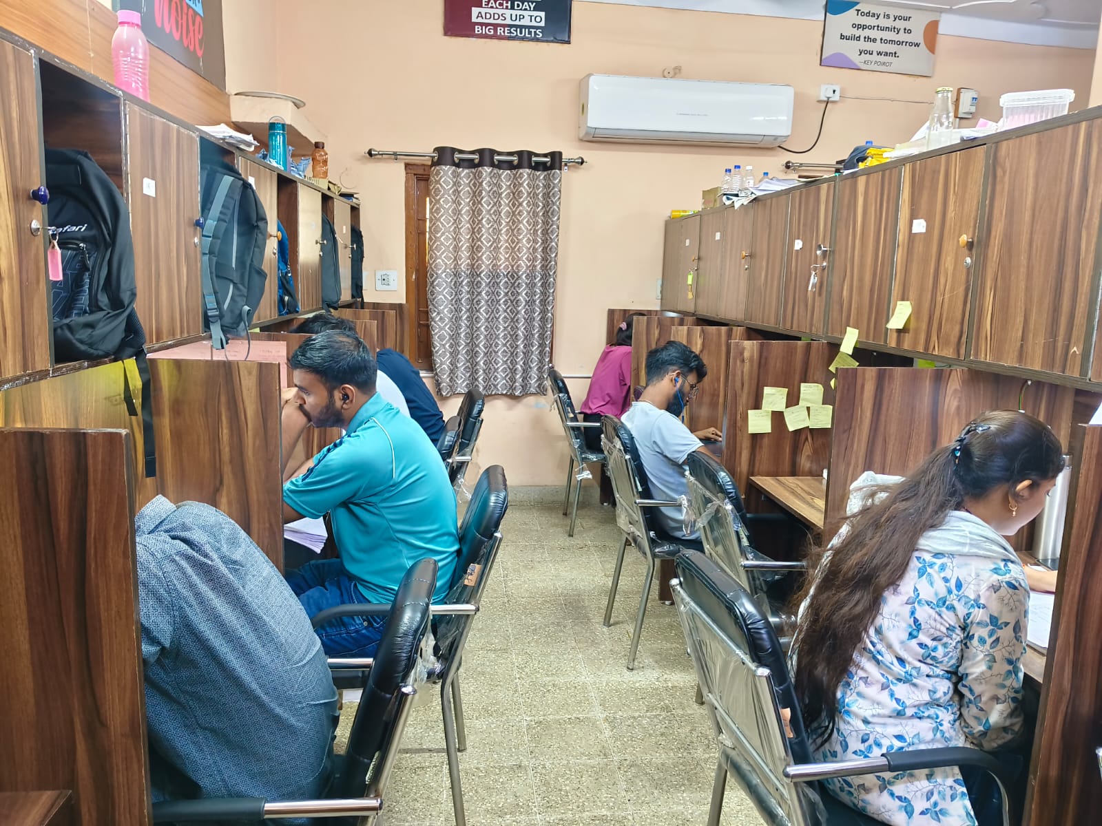 Students preparing for competitive exams in Durg library